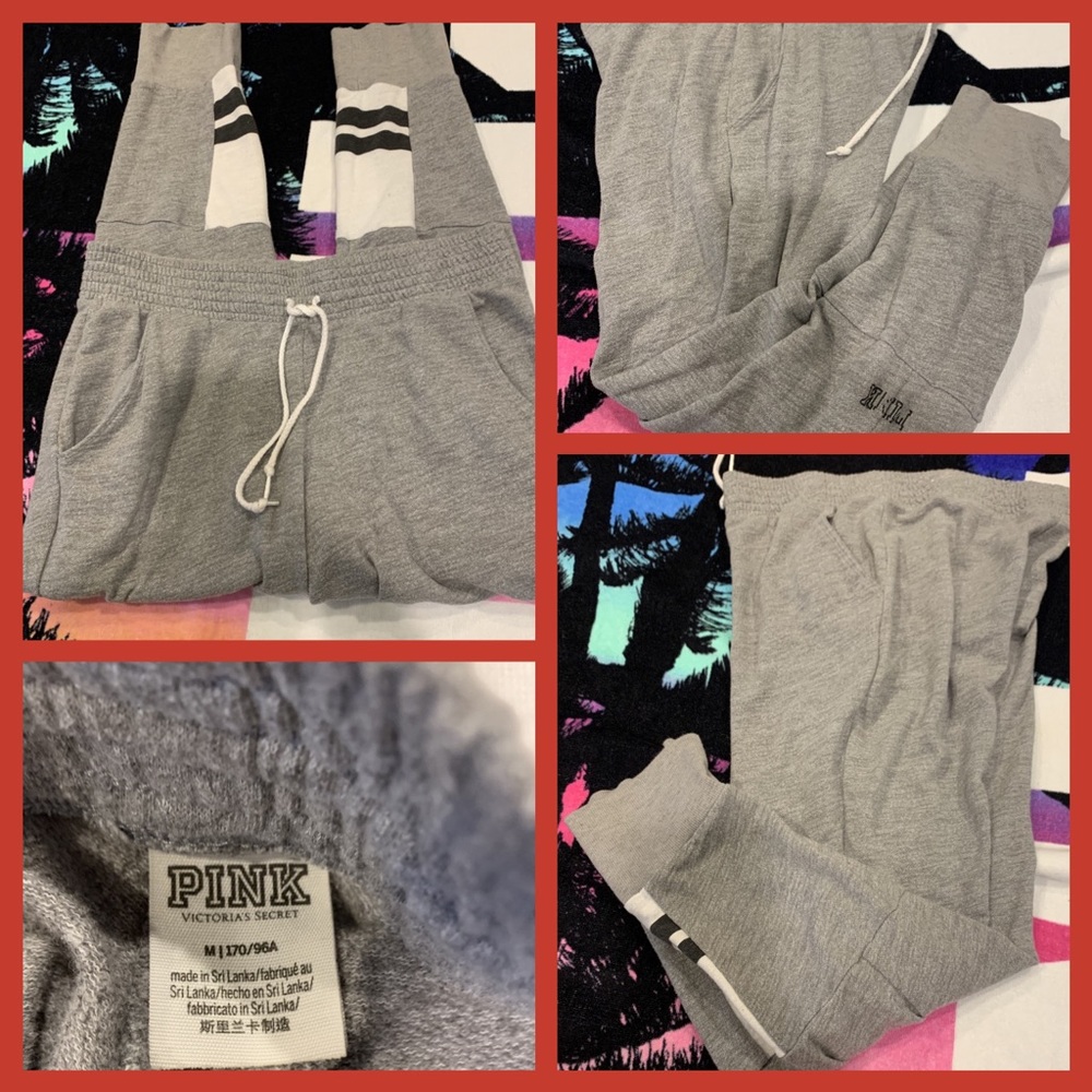 Pink Victoria’s Secret Gray Joggers w/ Tue Waist - Picture 2 of 9